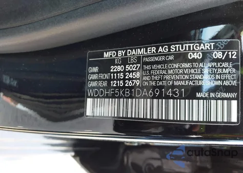 2013 Mercedes-Benz E 350 из США, поврежденный, VIN WDDHF5KB1DA691431